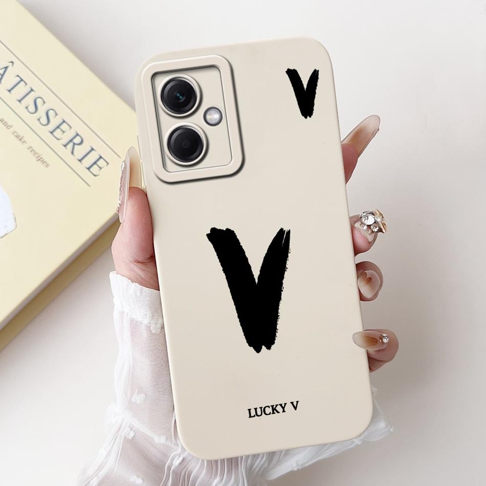 For Xiaomi Redmi Note 12 5G Lucky Initial Letter Phone Case For Redmi Note 12 Pro 5G Note12 Soft Silicone Shockproof Bumpers