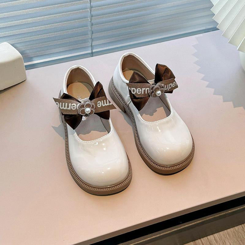 2024 Spring Children Shoes Designer Girl Ribbon Bow Soft Soled Leather Shoes Fashion Anti Soled Kids Casual Shoes Zapatos Niña