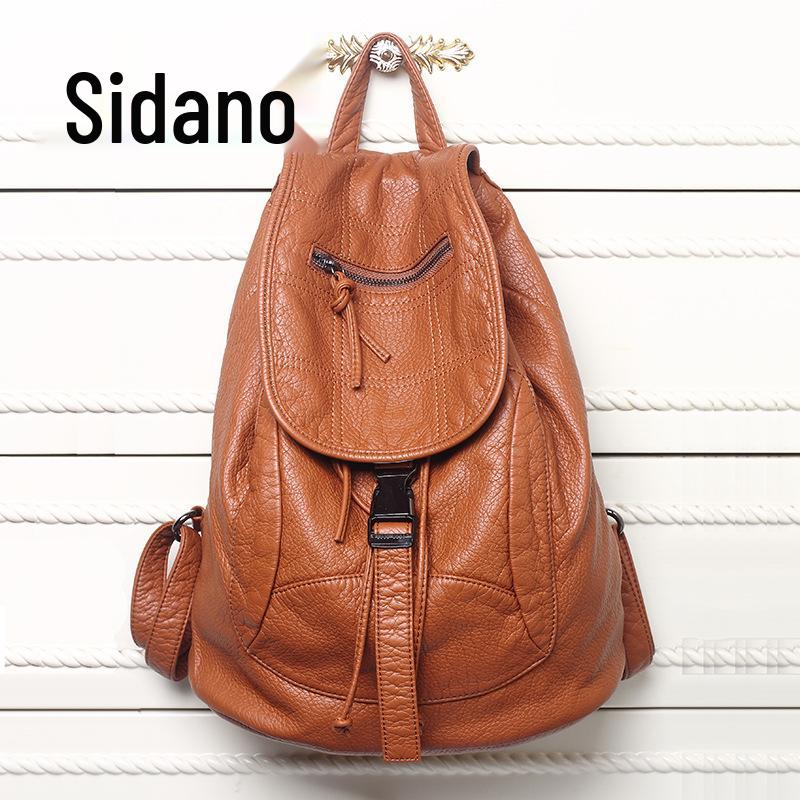 Damenrucksack aus Lammleder im koreanischen Stil mit Stickerei - Modisch & geräumig für Reisen oder die Schule