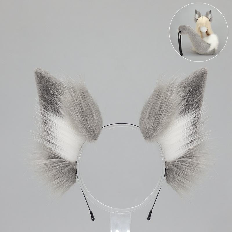 Handmade Fox Girl Beast Ear Girl Headband Comic Show Demon Fox Tail Cos Props Halloween Fox Ears Tail Set