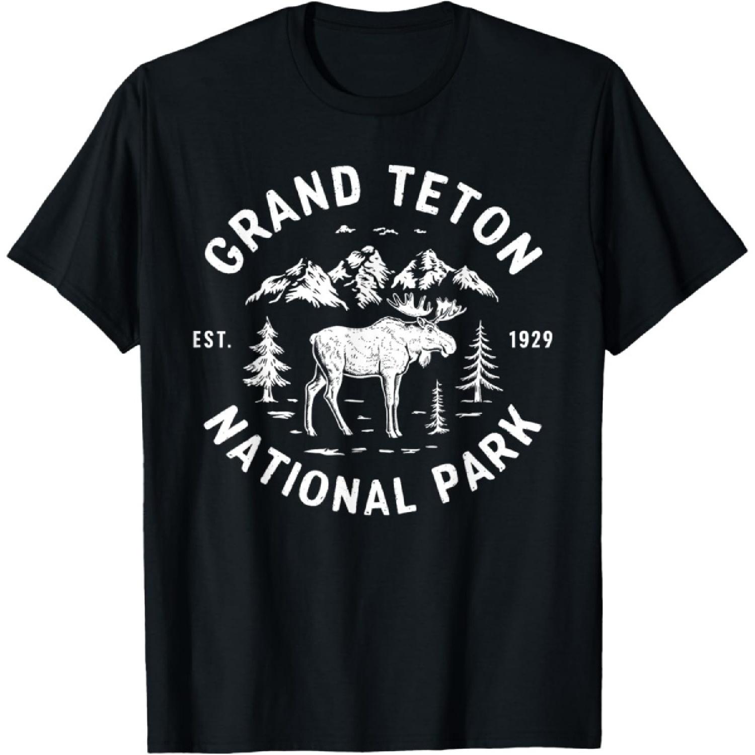 Grand Teton National Park Moose Vacation Outdoor and Hiking T-Shirt S