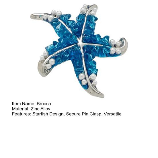 Retro Style Brooch Five-Sided Brooch with Curved Starfish Imitation