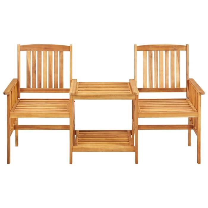 VidaXL Chaises de jardin avec table à thé et coussins Acacia solide