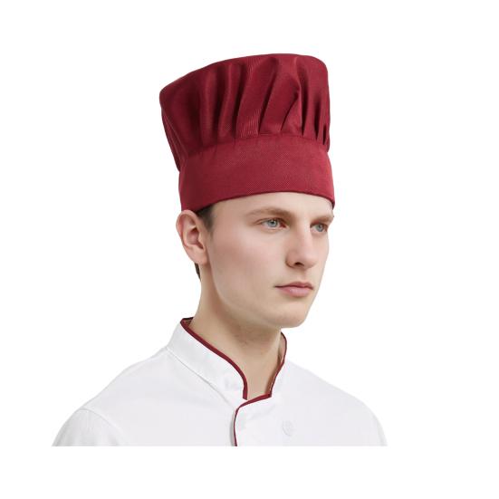 Yousheng Chef Hat Solid Color Flat Top Pleated Design Breathable Cotton Chef Hat Adjustable Fit Lightweight Cooking Cap