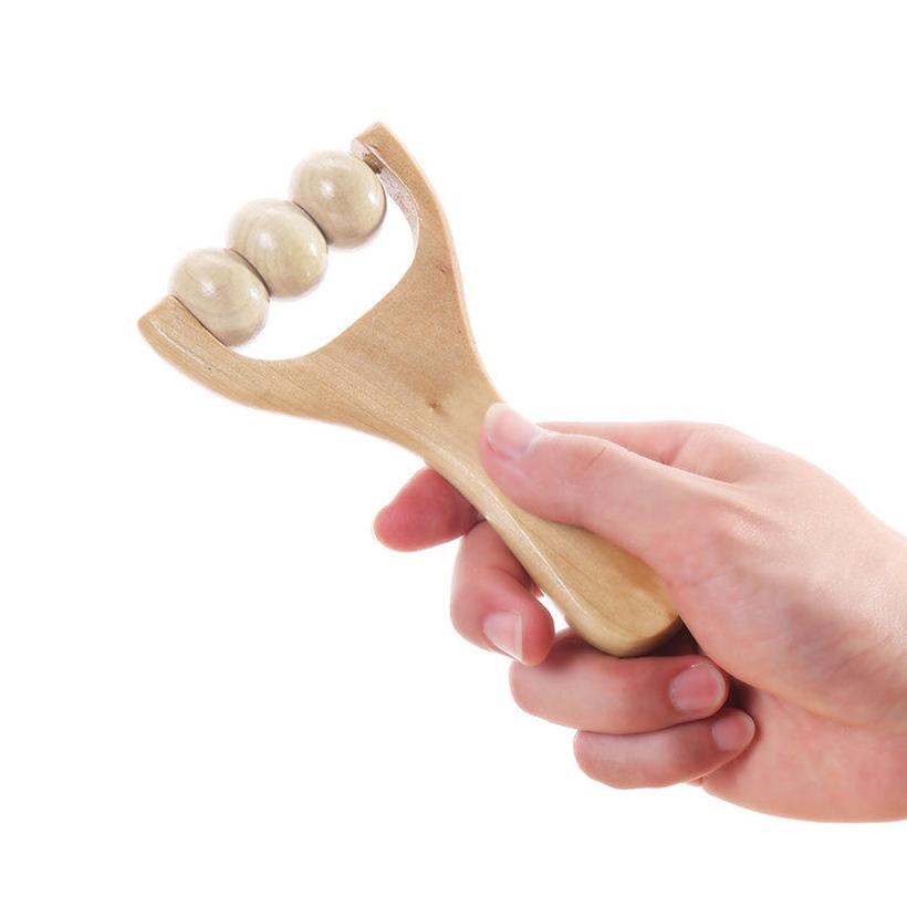 Wooden Massage Roller Multi Functional Handheld Body Face Neck Trigger Point Massager Tool