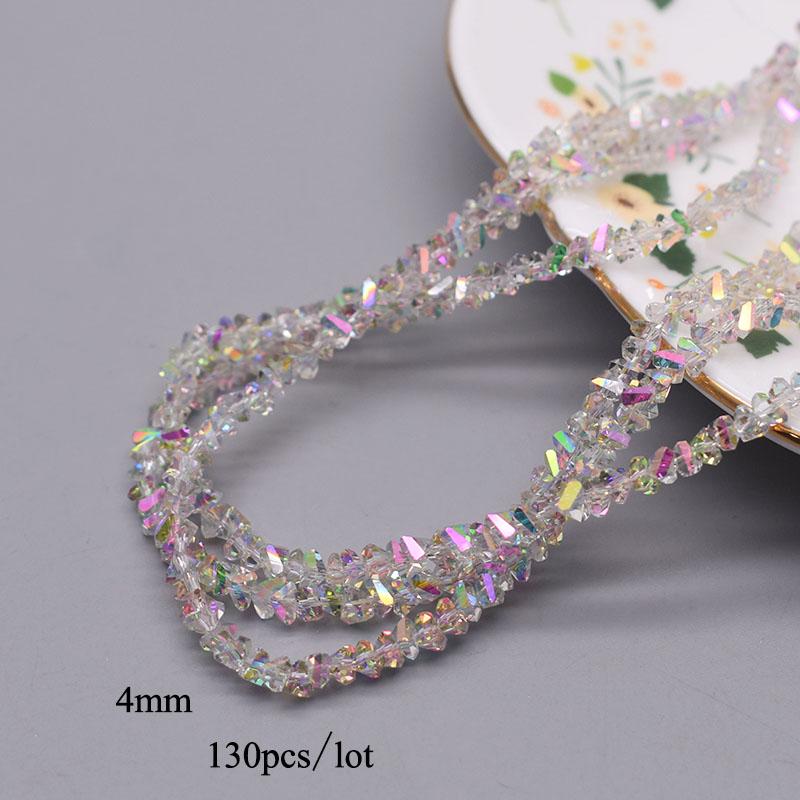 4mm 130pcs High Quality Triangle Crystal Glass Beads Shiny Color Loose Beads For Jewelry Making DIY Earring Necklace