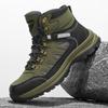Men'S High-Top Fashion Hiking Boots - Comfortable & Durable With Non-Slip Pvc Sole, Lace-Up Closure, Green & Black Pattern For O