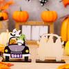 Handmade Wood Car Dashboard Figurine Halloween Gnomes Boo Theme Unique Gift For Car Interior Decoration
