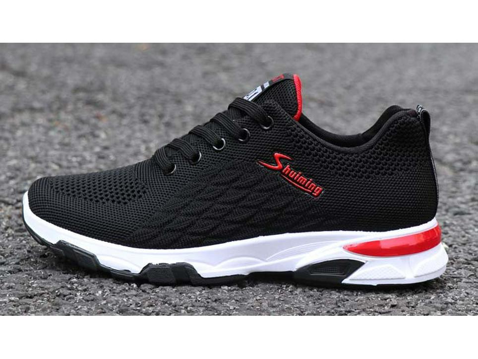 Men's Black Breathable Casual Running Shoes with Soft Mesh Soles