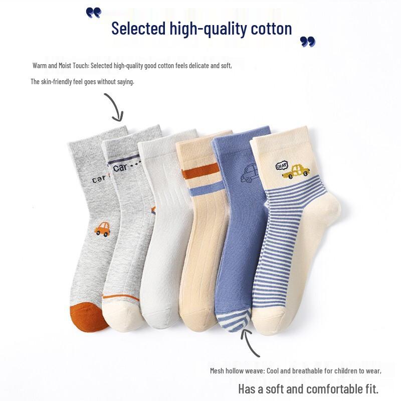 Langsha Boys' Mid-Calf Cotton Socks