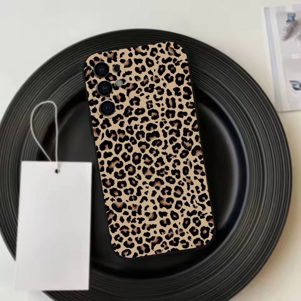 Leopard P-Print Phone Case For Samsung S25,S24,S21,S22,S23,S30,Ultra,S20,Plus,Fe,Soft Silicone Black Cover