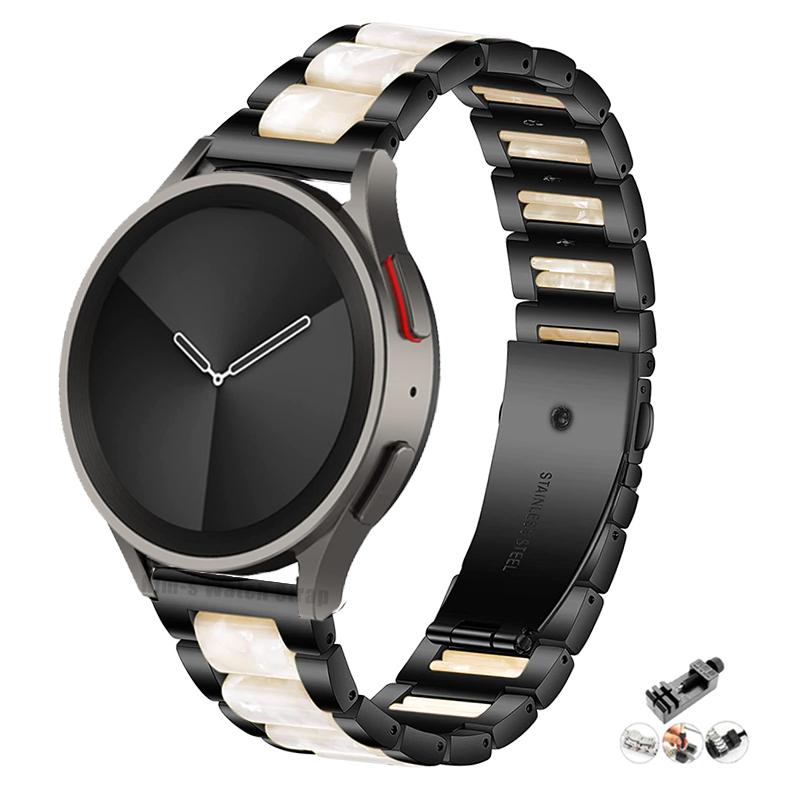 Pulseira de metal + resina de 20mm 22mm para samsung galaxy watch 5 pro 4 3 pulseira clássica 40mm 44mm 42mm 46mm 45mm active 2