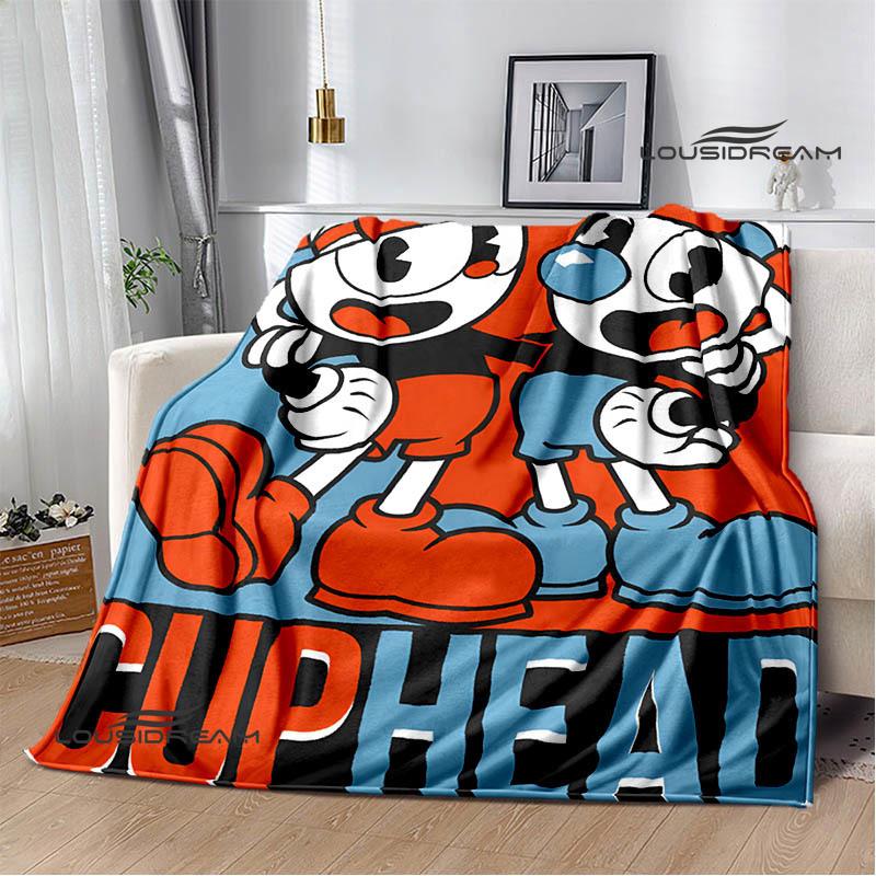 Cuphead Anime Printed Blankets Children's Warm Beautiful Blankets Flannel Soft and Comfortable Blanket Home Travel Birthday Gift