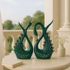 Modern Elite Swan Pair Ceramic Art Figurine | Beautiful Home Decor- 2 Piece, Dark Green, Medium