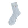 Summer Lightweight Children's Sock Featuring Cartoon Little Bear Embroidery, Thick Pile Socks with Stripes and Letters, Cotton Material