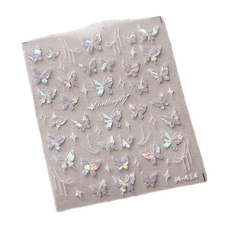Shell Light Blue Butterfly Nail Art Sticker New Broken Purple Butterfly Beautiful Nail Sticker