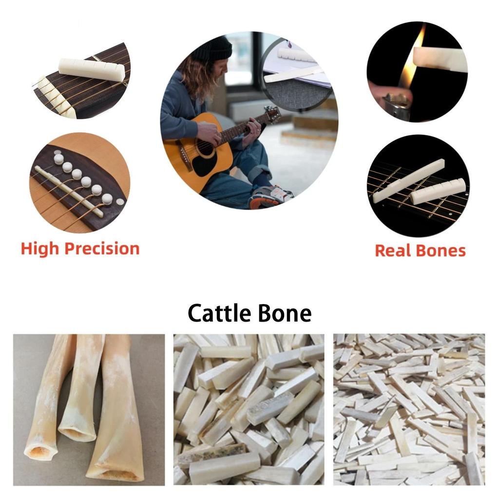 Miwayer Guitar Bone Bridge Παξιμάδι και σέλα 1 ζευγάρι για ακουστική ή κλασική κιθάρα 6-12 χορδών