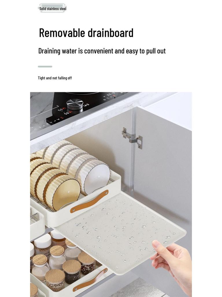 Bowl & Dish Pull-Out Storage Rack - In-Cabinet Drainer & Organizer