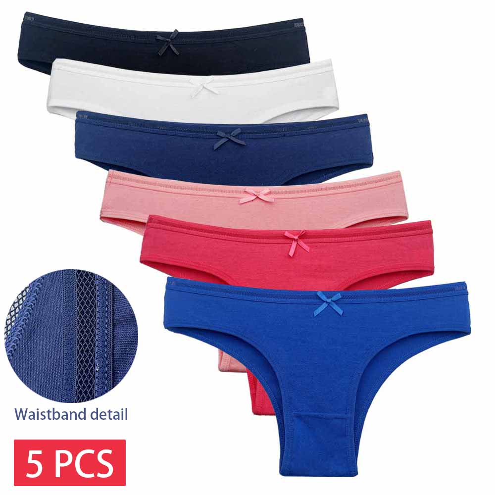 5 Pcs/Kit Women Cotton Panties Sexy Lace Lingerie Low Waist Underwear Girls Briefs M-XL Underpant