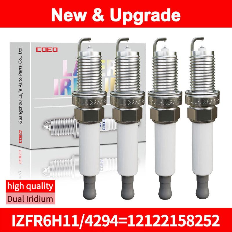 

For IZFR6H11 4294 12122158252 Dual Iridium Spark Plugs for E82 E87 E88 E90 E92 E63 E65 E66 E70 318i 320i 550i 740i X1 X5 N62 4294 4PCS