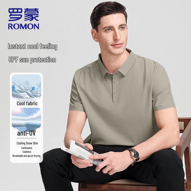 ROMON Men s UPF Sun Protection Cooling Ice Silk Polo Shirt M