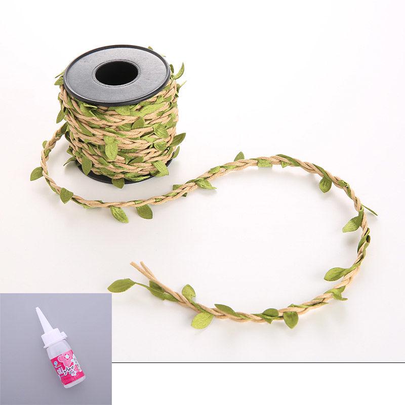 DIY Colorful Forest Style Green Rattan Leaves Hand-Woven Jute Rope for Decoration and Jewelry