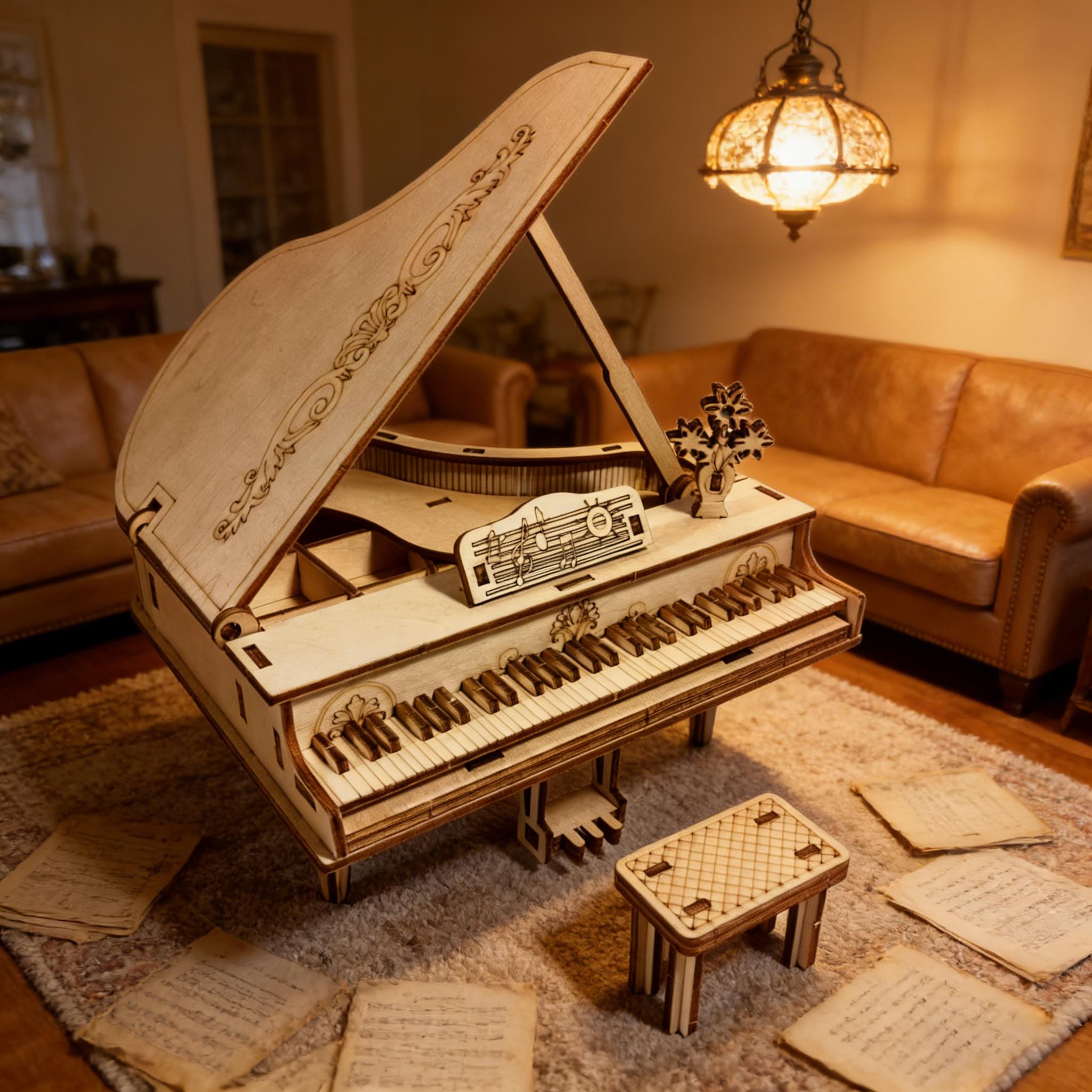 

3D Wooden Puzzle Piano DIY Wooden Model Ideal as a Birth Date Spooky Holiday Easter Xmas or Latest Year s Present белый