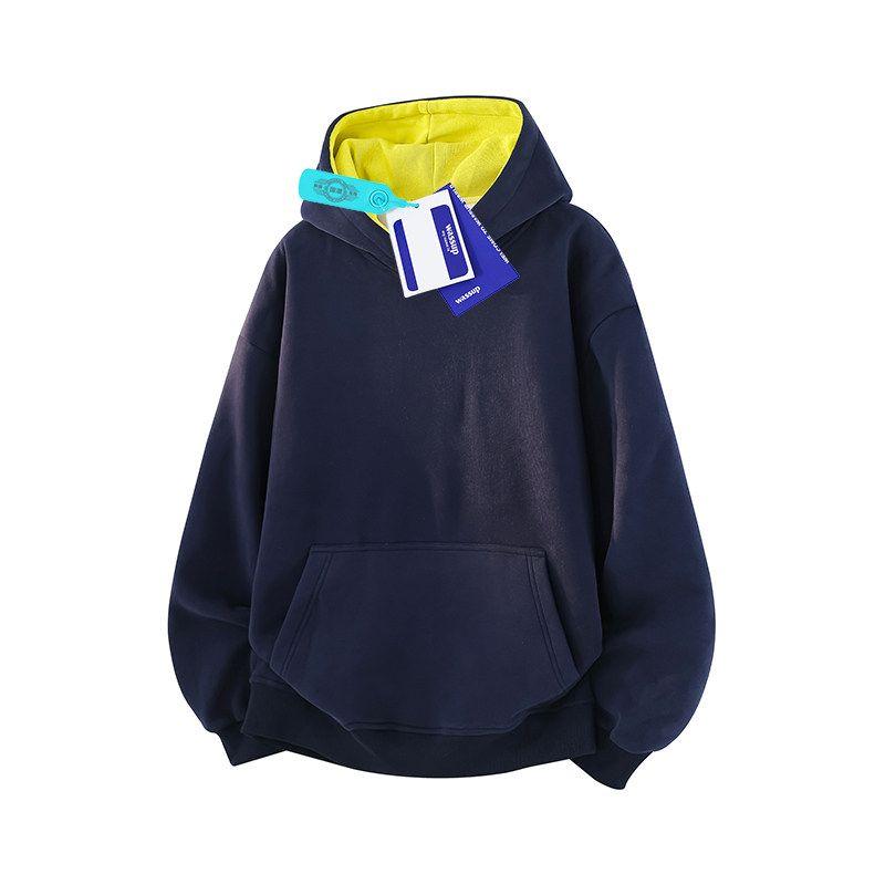 Wassup American Style High-Weight Simple Versatile Solid Color Sweatshirt for Men and Women, Loose Casual Hoodie Top for Autumn and Winter