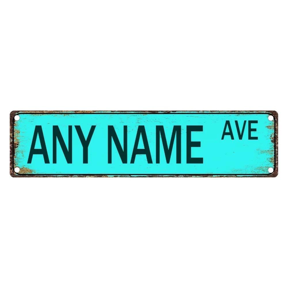Personalized Retro Street Sign 15.75x3.94in Custom Metal Foil Wall Decor