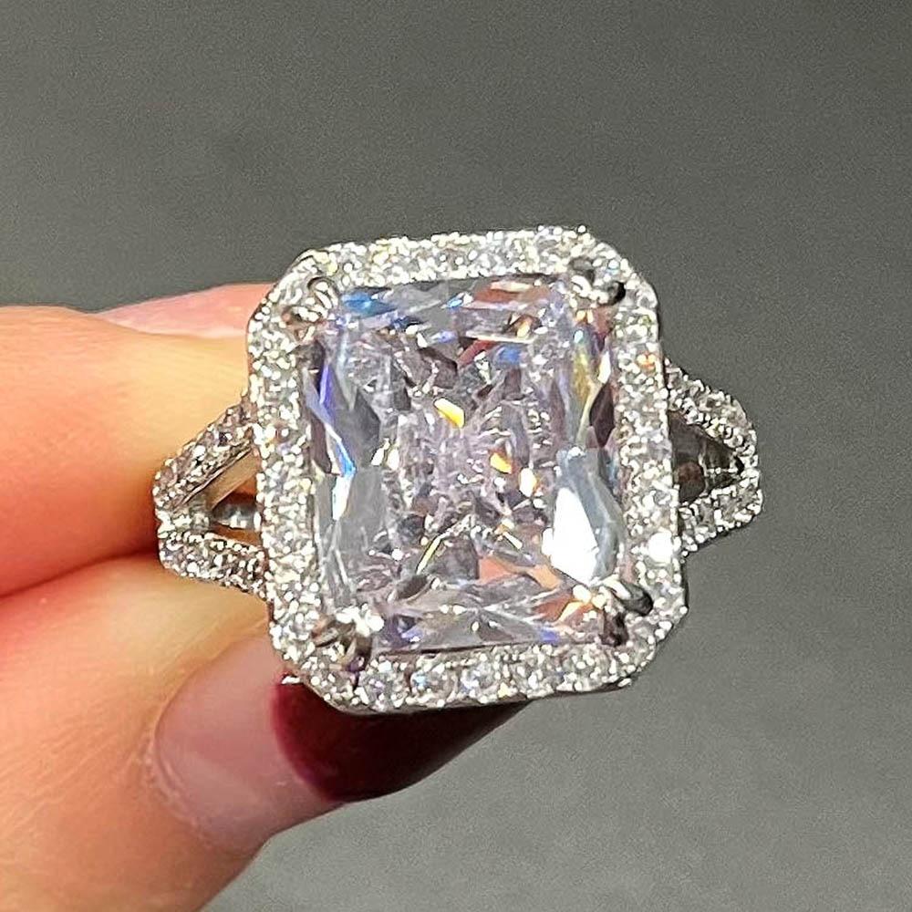 Luxury Crystal Square Cubic Zirconia Wedding Rings for Women Fashion Contracted Design Engagement Bands Female Jewelry