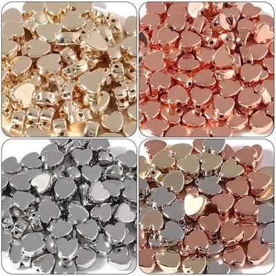 50 peças Contas CCB Metálicas Eletrogalvanizadas Cor Pêssego Coração para DIY de Joias e Espaçadores de Pulseiras