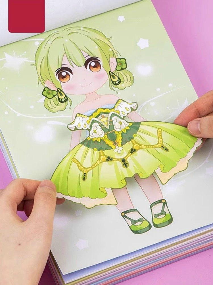 1set Princess Dress Up Sticker Book Toy Girl 3 To 6 Years Old Dress Up Show Children's Puzzle Girl Makeup Book Stickers