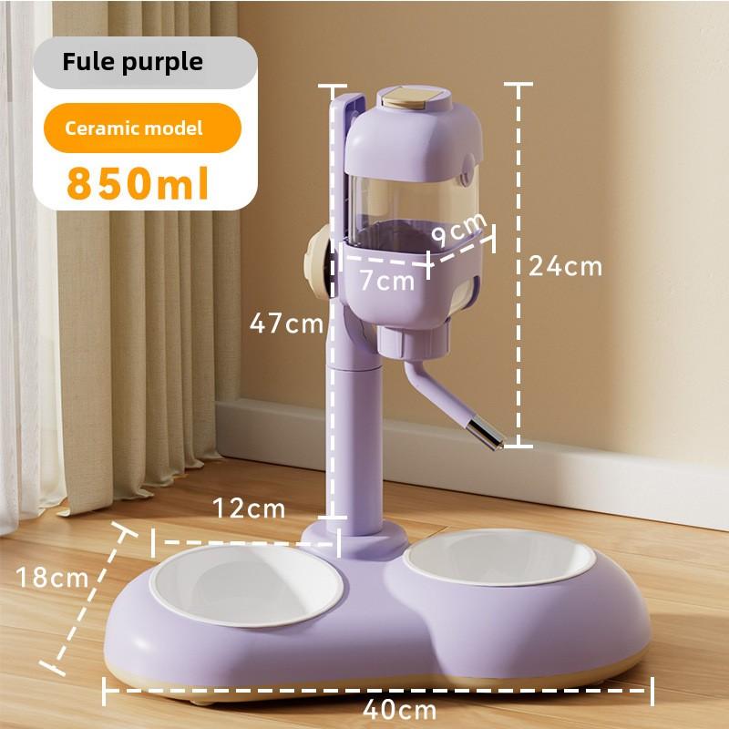 

Вертикальный автоматический диспенсер для воды для собак, регулируемый для кормления домашних животных, миска для кошек из нержавеющей стали с двойной чашей и антидетонационным покрытием Ceramic