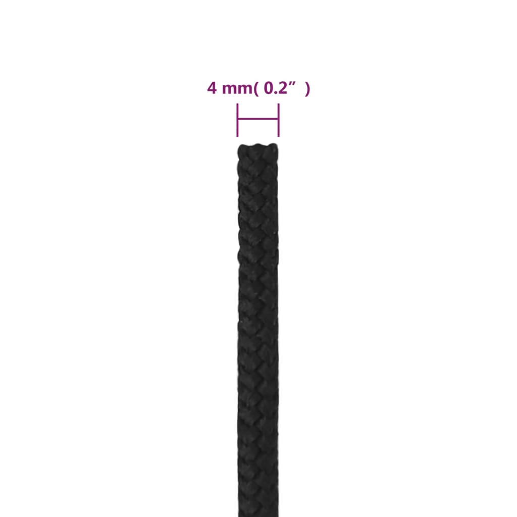 Vidaxl Linka Żeglarska, Czarna Jednolita, 4 Mm, 25 M, Polipropylen