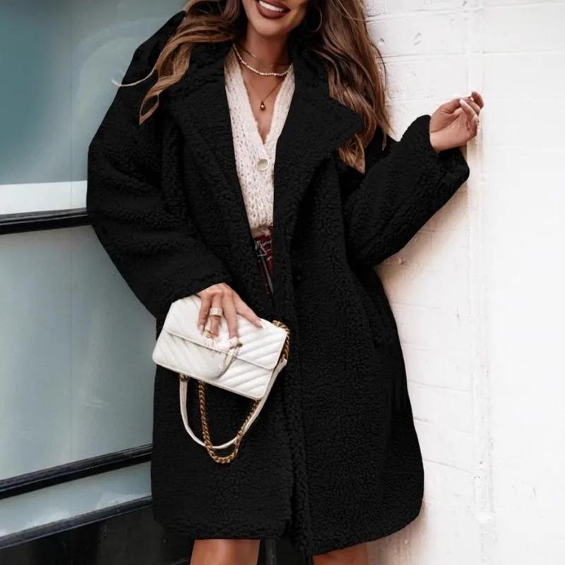 Autumn and Winter Fashion Women's Sweaters Coats Long-sleeved Collared Women's Fleece Top Clothing