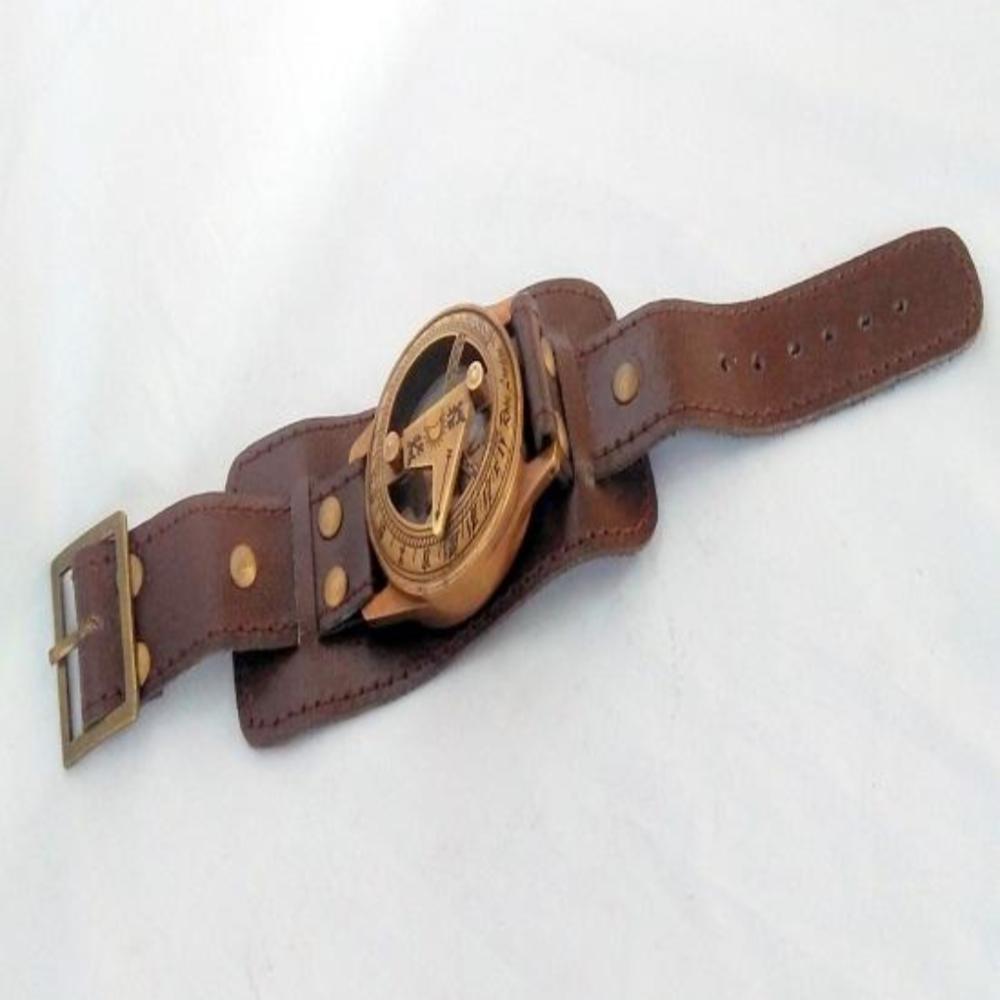 Vintage námořní náramkové hodinky s ručně vyrobeným kompasem – 6,35 cm, perfektní sběratelský dárek, funkční námořní dekorace