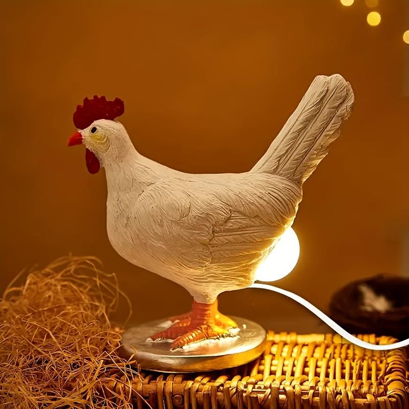 1PC Neue Kreative Harz Handwerk Simulation Weiß Legen Huhn Nacht Licht Kopf Neuheit Schlafzimmer Hause Ornament