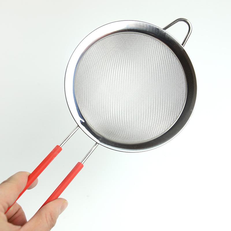 Silicone Handle Stainless Steel 30-Mesh Flour Sieve & Strainer Tool
