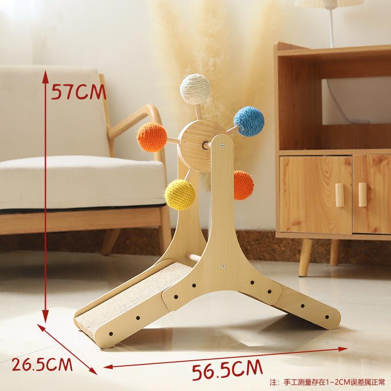 

Solid WoodTurntableToy,BallTrackInteractivecatToywith ColourfulSisalBalls,FerrisWheelCatToywithRotatingPlatform andDurableBalls. L золотий