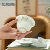 Mr. Nanshan Hand-Painted White Porcelain Gaiwan Tea Set
