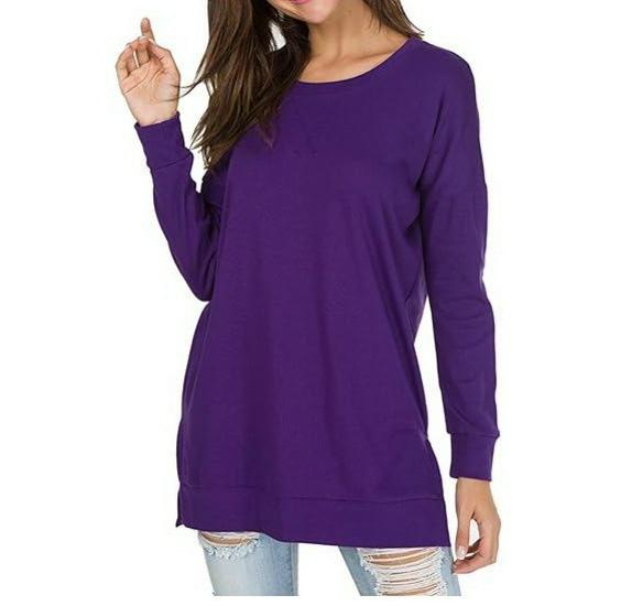 Versatile Long-Sleeve Solid Color Crew Neck Casual Top for Women