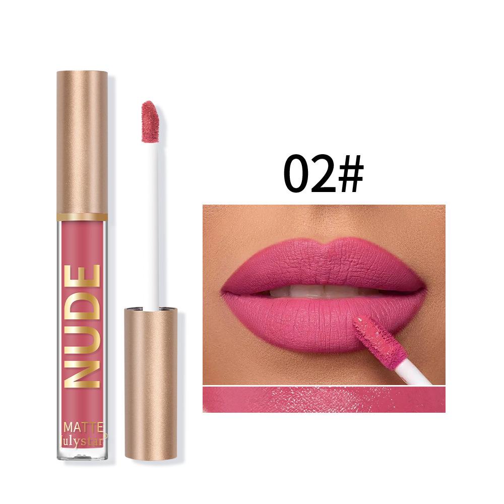 Matte Velvet Lip Glaze Natural Nude Lip Gloss Long Lasting Highly Pigmented Non-Stick Lip Stain Liquid Lipstick Lip Makeup for Daily Use