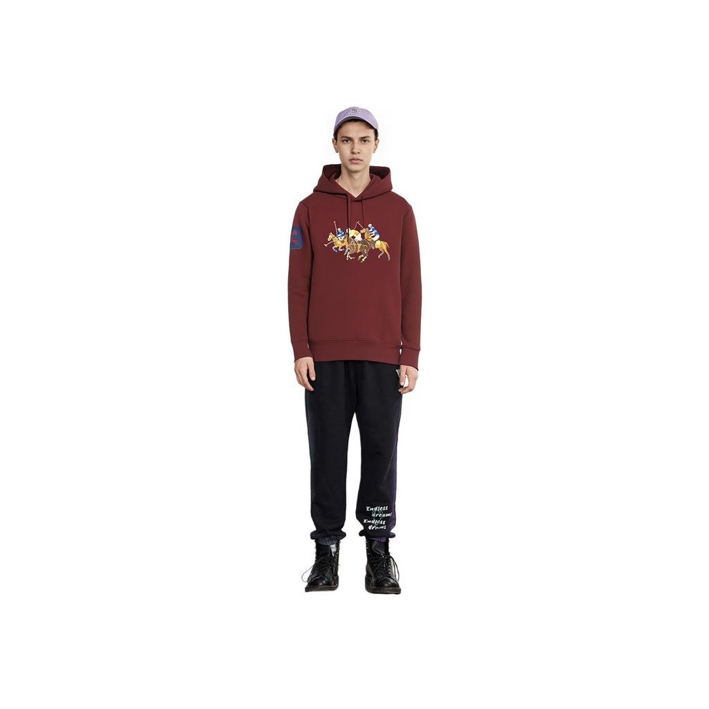 Polo Ralph Lauren Ss22 Logo Print Embroidered Hooded Long Sleeve Sweatshirt Men Sweatshirt Burgundy 710823853-004