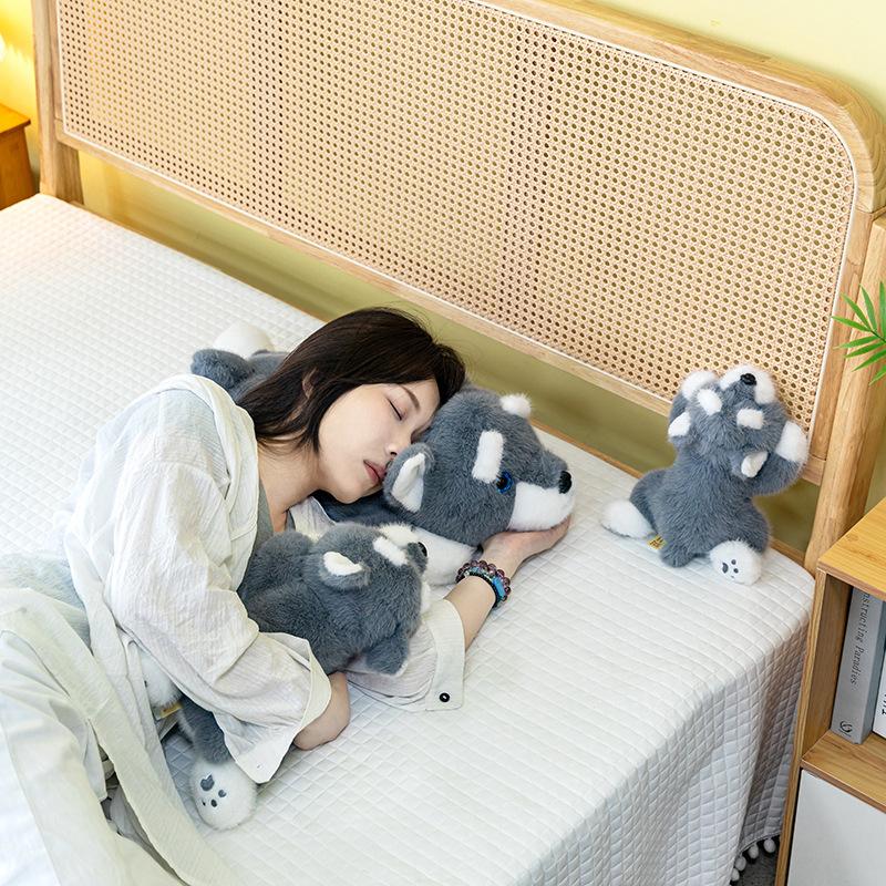 Schnauzer Plush Toy Simulation Lying Down Dog Table with Doll Doll Cute Puppy Children Sleeping Throw Pillow