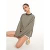Discoglam Super Loose Long Sleeves Contrast Color Stripes T-shirt Oversized Lazy Old Money Style Fashionable Top