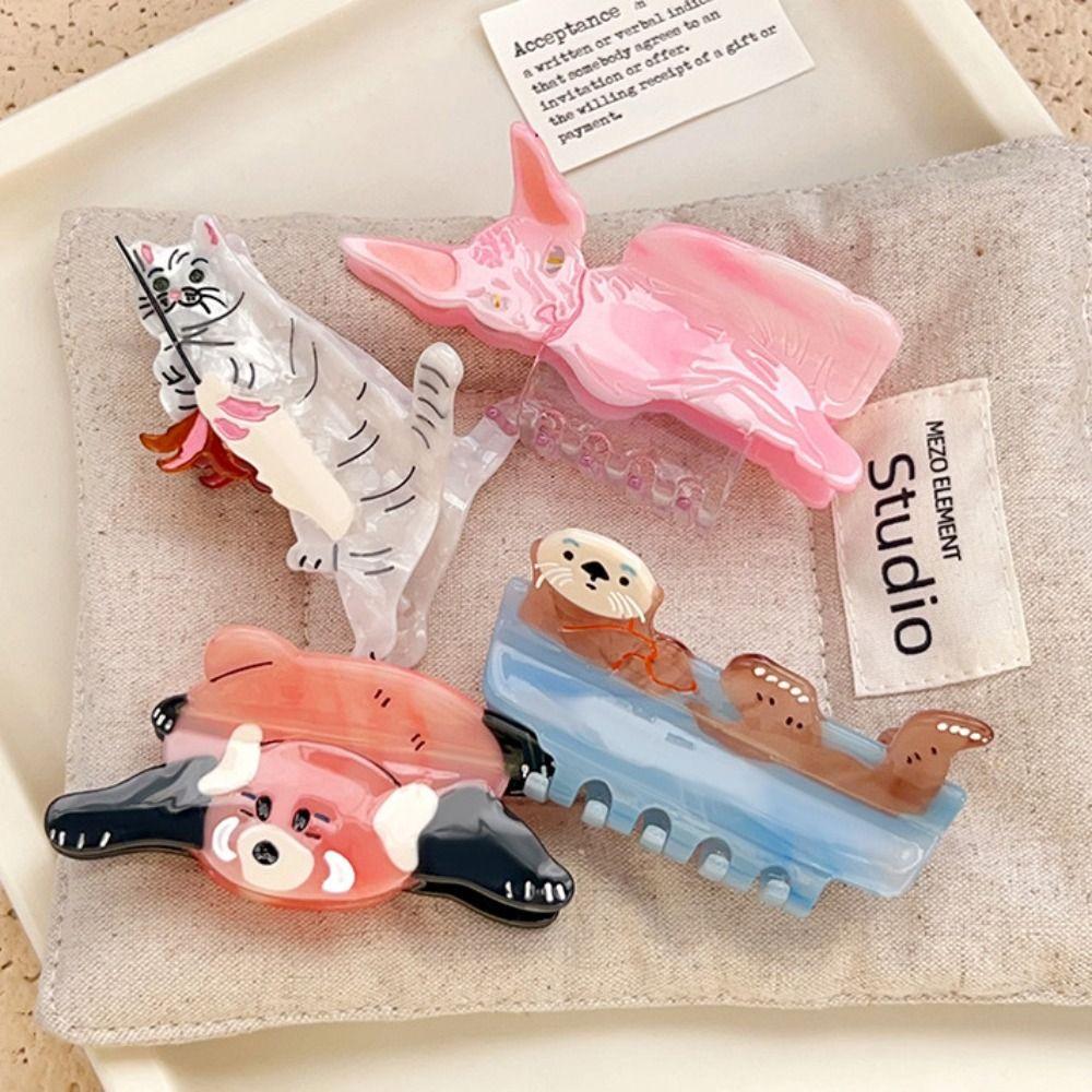 Sweet Cute Cat Crab Clip Little Raccoon Small Shark Clip Lovely Cartoon Animal Hair Claw Headdress