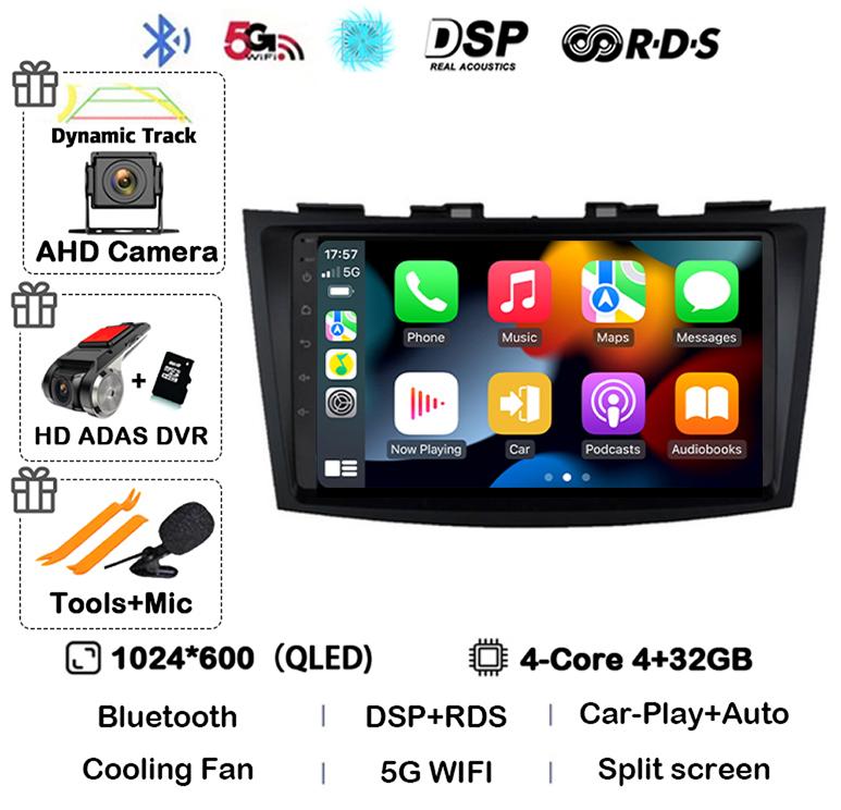 Android 14 Carplay Auto Car Radio For Suzuki Swift 4 2011 2012 2013 2014 2015 2016 Multimedia Video Player Audio GPS Stereo WIFI