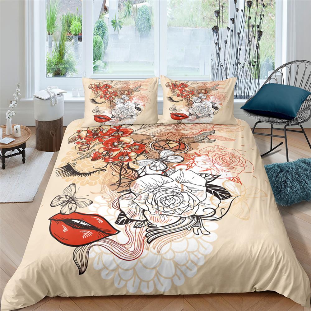 Red Rose King Queen Duvet Cover Romantic Flower Bedding Set Valentine's Day Quilt Cover Couples Floral Polyester Comforter Cover