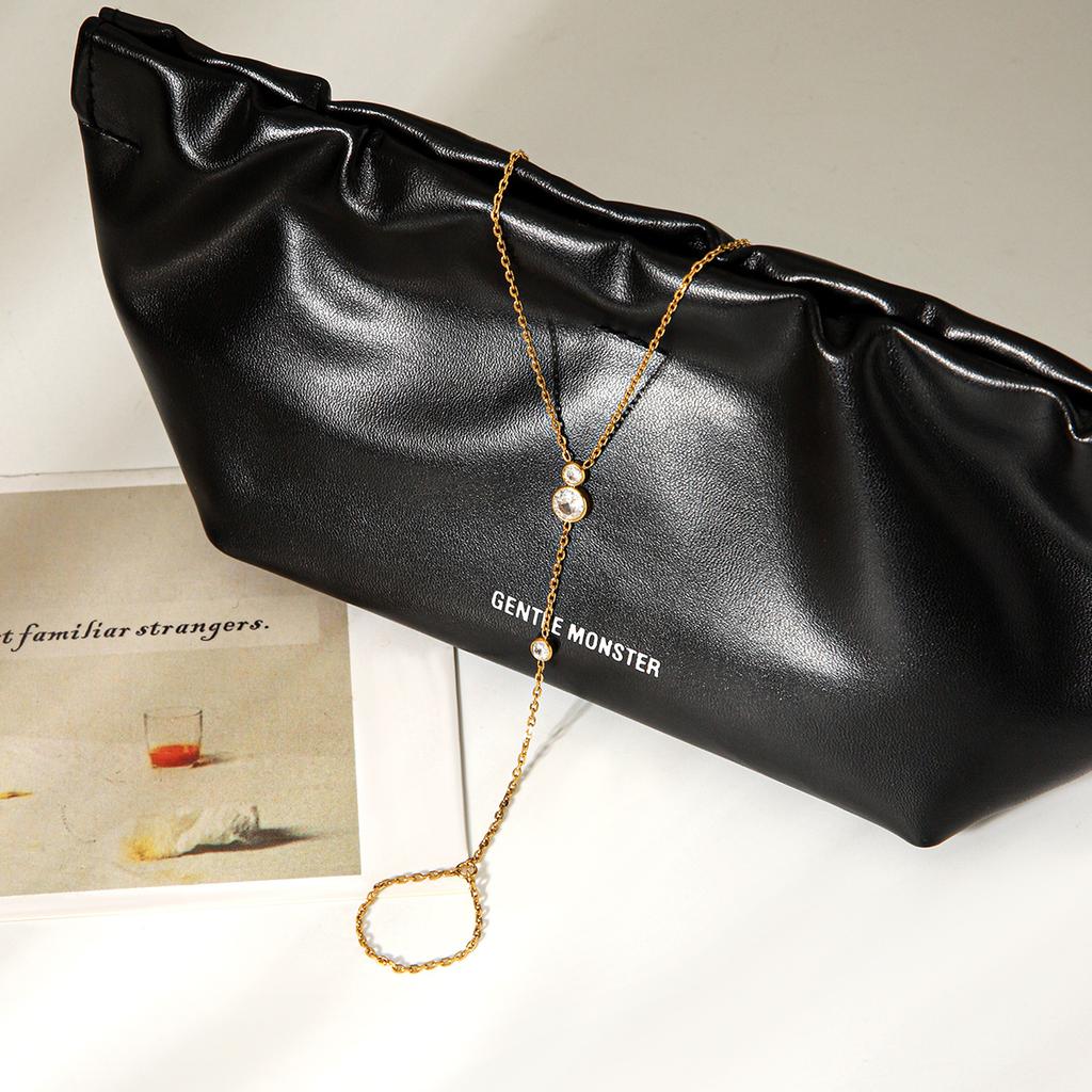 Elegant And Sophisticated Zircon Finger Chain Bracelet Integrated Jewelry Chain Hand Accessory For Women