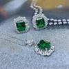 Emerald Zircon Jewelry Set (earrings+necklace)